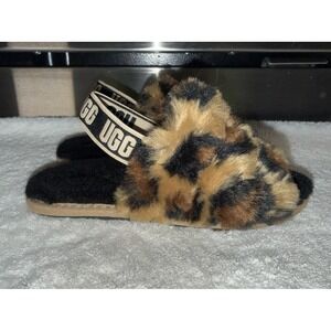 UGG Fluff Yeah Slide Toddler Girl Size 11 Spotty Cheetah Print Slipper